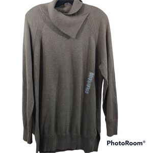 Jeanie Pierre Taupe Heather Modified Turtleneck Sweater L